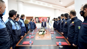 Başarılı zabıtalar ve itfaiyecilerden Başkan Gürkan'a ziyaret 