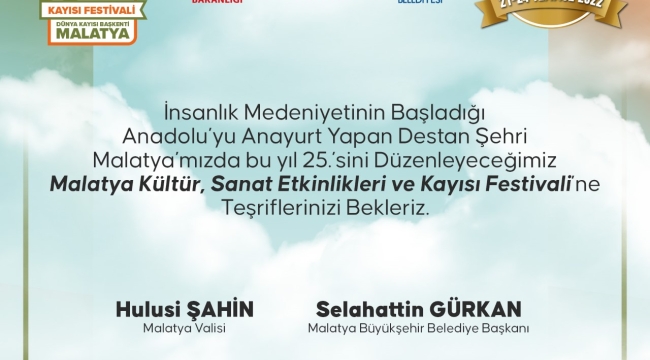 25'inci uluslararası kültür sanat etkinlikleri ve kayısı festivali start alıyor
