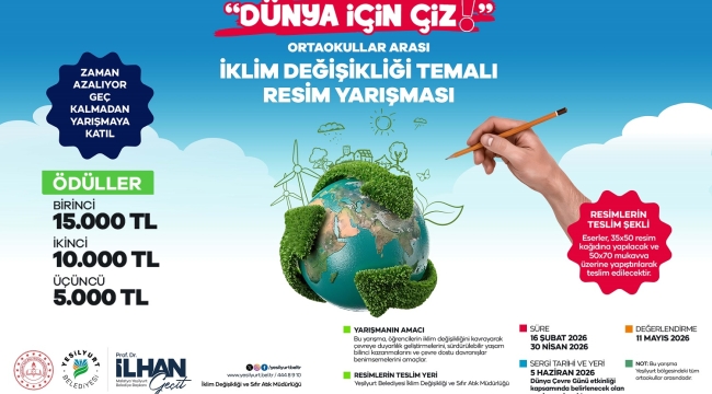 Yeşilyurt Belediyesi İklim Değişikliği Temalı Okullar Arası Resim Yarışması Düzenliyor